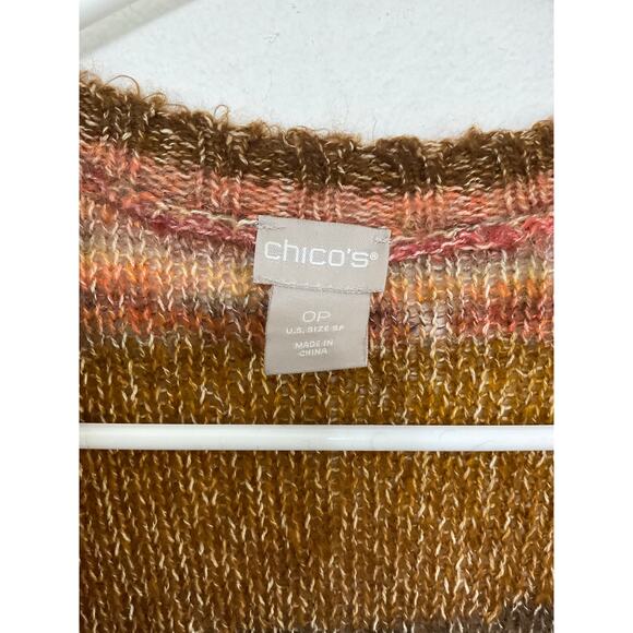 Chico's Boho Women's Long Duster Sweater Cardigan Size Small Sunset Orange Brown - Picture 6 of 7